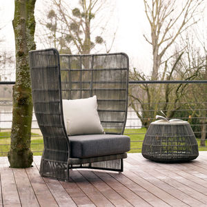 contemporary armchair / synthetic fiber / fabric / high back