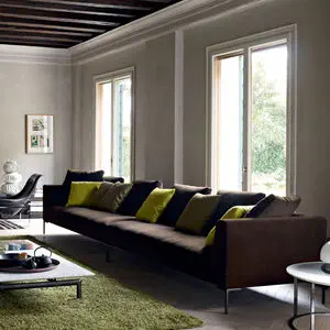Contemporary sofa - HOLLOW - B&B Italia - fabric / leather / with