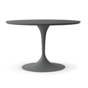 contemporary table / lacquered wood / round / white