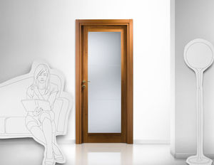 indoor door / swing / wooden / glazed
