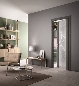 indoor door / swing / wooden / glazed