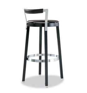 contemporary bar stool / leather / fabric / stainless steel