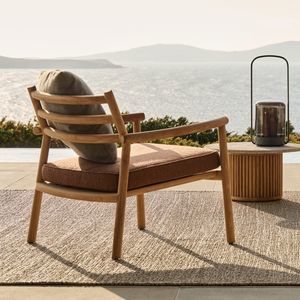 Contemporary armchair - VIS À VIS - Tribù - fabric / PVC / teak