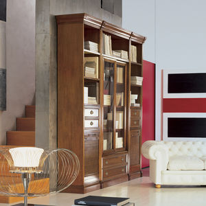 modular bookcase / traditional / solid wood / glass-front