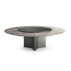 contemporary table / wooden / marble / glass base