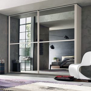 contemporary wardrobe / solid wood / sliding door / mirrored