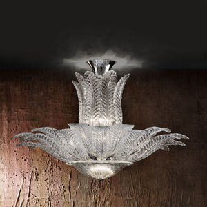 traditional ceiling light / glass / chromed metal / halogen