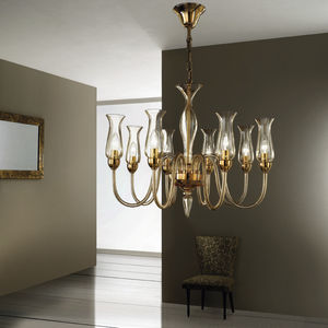traditional chandelier / glass / chromed metal / halogen