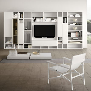 contemporary TV wall unit / lacquered wood