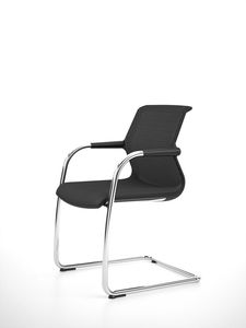 contemporary visitor chair / with armrests / cantilever / fabric