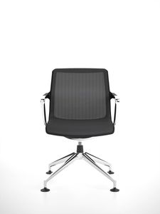 contemporary visitor chair / with armrests / star base / fabric