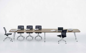 contemporary conference table / wooden / rectangular / round