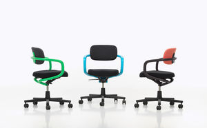 contemporary office chair / adjustable / upholstered / with armrests