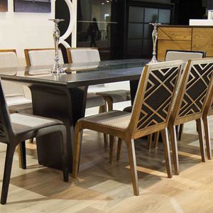 contemporary chair / upholstered / standard base / fabric
