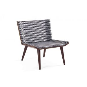 contemporary chair / upholstered / standard base / wing