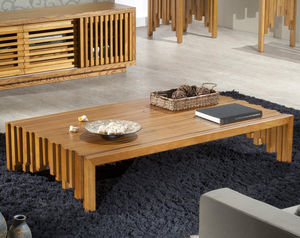 contemporary coffee table / beech / beech base / rectangular