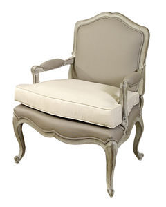 Louis XV style armchair / wooden / red / beige