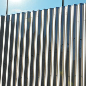 ribbed sheet metal / perforated / for facade / with round perforations