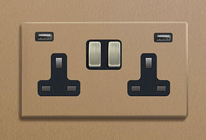 power socket / USB / double / wall-mounted