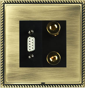 multimedia socket / triple / wall-mounted / metal