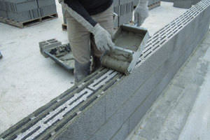 hollow concrete block / for load-bearing walls / socket weld / with thin joints