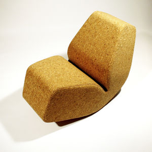 contemporary fireside chair / leather / cork / rocker