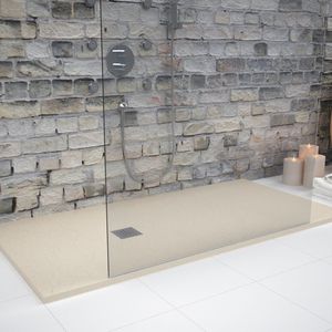 rectangular shower base / floor level / stone resin / extra-flat
