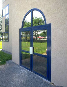 entry door / swing / pivoting with offset axis / aluminum