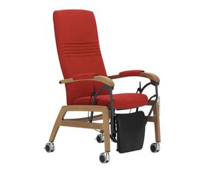fabric medical chair / wooden / on casters