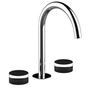 double-handle washbasin mixer tap / free-standing / chromed metal / bathroom