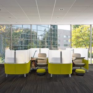 office pod with built-in lighting