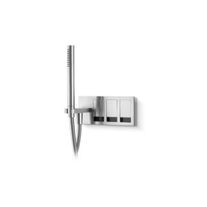 double-handle shower mixer tap / for bathtubs / wall-mounted / stainless steel