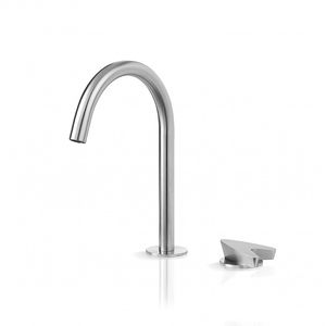 washbasin mixer tap / stainless steel / bathroom / 2-hole