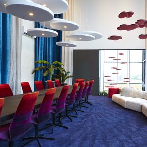 ceiling acoustic panel / textile / double-sided / for office