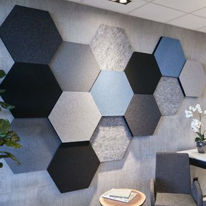 wall-mounted acoustic panel / fabric / decorative / colored