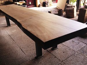 contemporary table / wooden / rectangular / garden