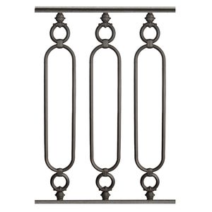 cast iron railing / with panels / indoor / for stairs