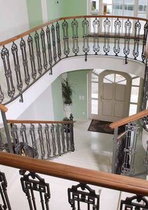 cast iron railing / with panels / indoor / outdoor