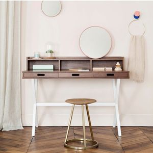 contemporary secretary desk / oak / metal / MDF