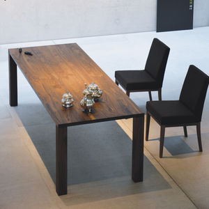 contemporary table / wood veneer / rectangular / garden