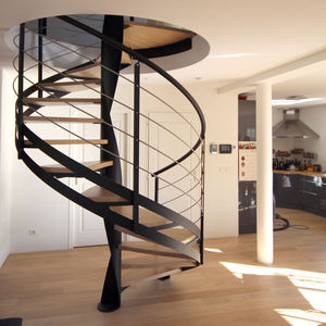 helical staircase / steel frame / wooden steps / without risers
