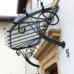 entrance canopy / glass / wrought iron