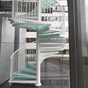 helical staircase / steel frame / glass steps / contemporary