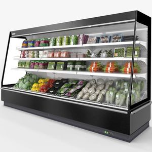 refrigerated display case with shelves / illuminated / for shops
