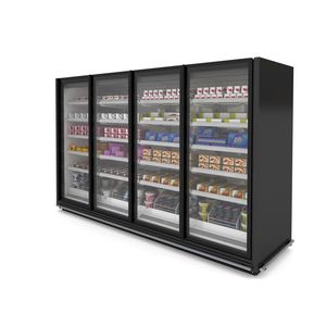upright refrigerated display case / illuminated / ice cream / for frozen food