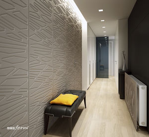 MDF decorative panel / glue-laminated wood / for interior / textured
