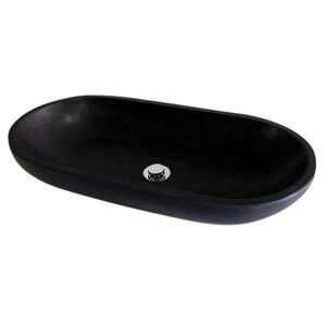 countertop washbasin / oval / natural stone / contemporary