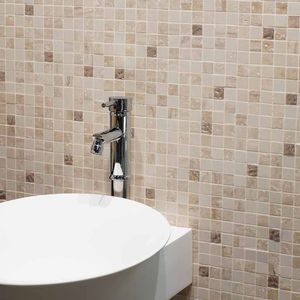 bathroom mosaic tile / wall / marble / beige