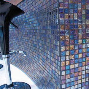 bathroom mosaic tile / wall / glass / stone look