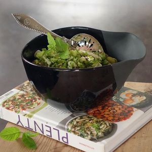glazed stoneware salad bowl